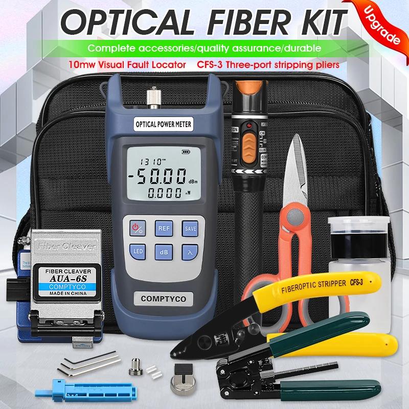 FTTH Fibra Óptica Tool Kit AUA-6S Fibra Cutelo com Fibra Óptica Power Meter e 10mW Visual Fault Locator - Image 1