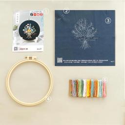 Kit Flor Bordado para Iniciantes, DIY Ponto Cruz Set, Costura Impressa, Artesanato de Arte, Hanging Picture, Home Decor, 20cm Frame - Image 6