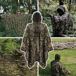 Capa de camuflagem durável com folhas 3D, roupas Ghillie, capa da floresta respirável, treinamento ao ar livre e caça, decoração para caça - Image 1