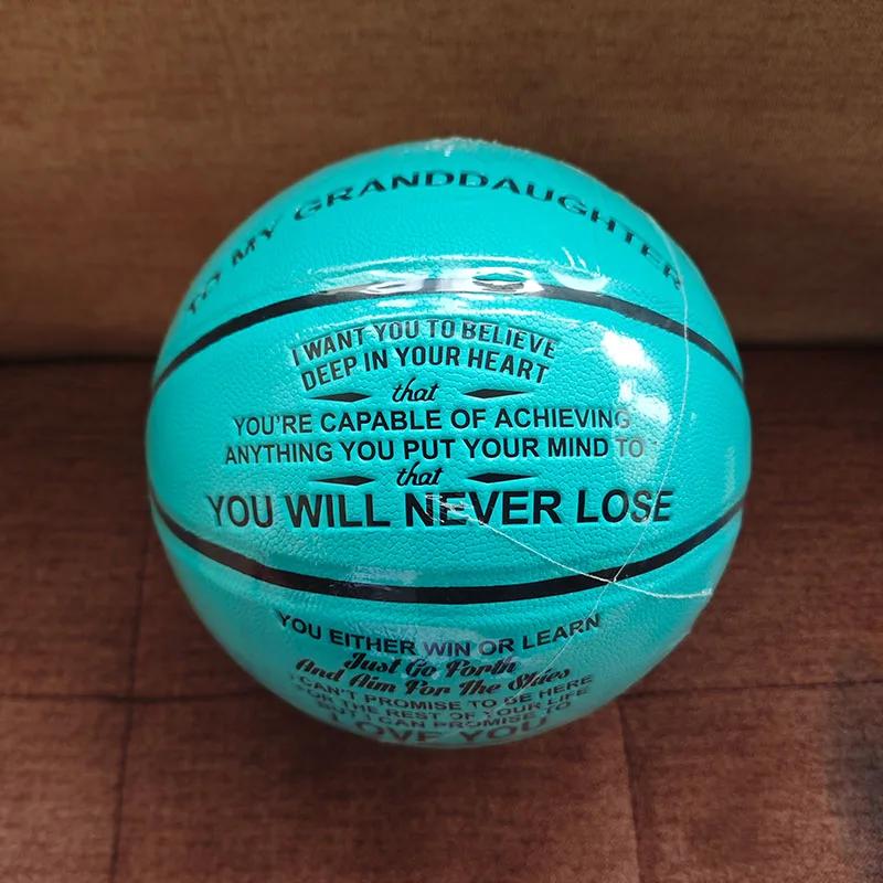 Bola de couro de basquete, gravado, presentes para o filho com a meu filho Palavras, tamanho padrão 7, aniversário, 1pc - Image 1