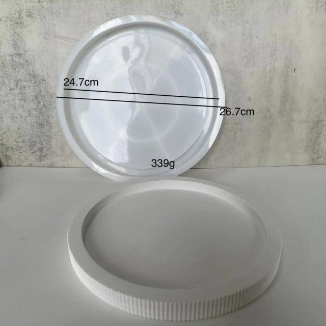 Bandeja Redonda Listrada Grande de Silicone com Base para Vasos Flores, Moldes de Gesso em 3D