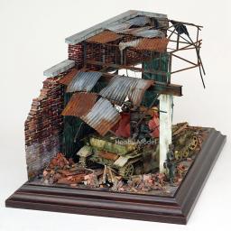 Sem pintura 1/35 kits de modelo de construção ruínas casa artesanal em miniatura de madeira diorama cena para micro paisagem arquitetura modelo - Image 3