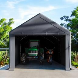 Abrigo de armazenamento resistente do dossel do portador exterior 10x20ft, barraca portátil da festa da garagem, garagem portátil com paredes laterais removíveis - Image 3