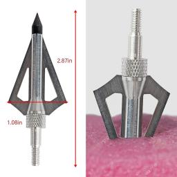 Metal Arrowhead Arrows para Besta e Arco Composto, Caça Archery Broadheads, 100 grãos, 3 lâminas, 12 pcs - Image 3