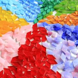 Mosaico de vidro manchado de mica, forma de diamante, mosaico fazendo telhas para a arte do enigma, lâmpada artesanal DIY, acessórios de mesa, 200g - Image 2