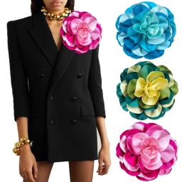 20cm tecido grande flor broche pino cachecol botão corsage moda lapela pinos para mulheres festa roupas acessórios emblemas presentes - Image 6