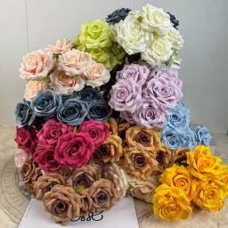 Bouquet Rosa Artificial com Camélia, Decoração Do Casamento, Cena Exibição, Presente Floral, Rosa, Branco, 9 Cabeças - Image 1