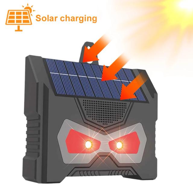 Repelente Solar Ultrassônico para Animais com Luz LED Piscante - Eficaz Contra Gatos, Cães, Veados, Esquilos e Cacatuas