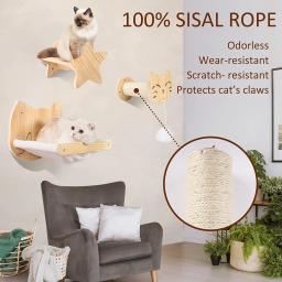 1pcCat Coçar Escalada Post Wall-montado Cat Hammock Bed Pet Móveis Kitten Wall Shelf Set Cat Perch Madeira Cat Tree House - Image 3
