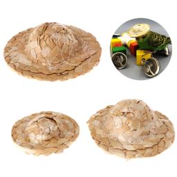 Mais novo 1pc artesanal palha tecido chapéu ajustável para papagaio aves acessórios moda dropshipping - Image 2