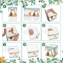 Caixa de cartão para animais do safari, 52pcs, baby shower e gênero revelar festa, porta-fraldas, bilhete, para o chá de bebê - Image 5