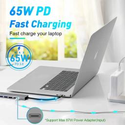 Usb 3.0 hub para computador portátil adaptador pc pd estação de doca de carga rj45 hdmi-compatível tf/sd cartão notebook tipo-c divisor - Image 3