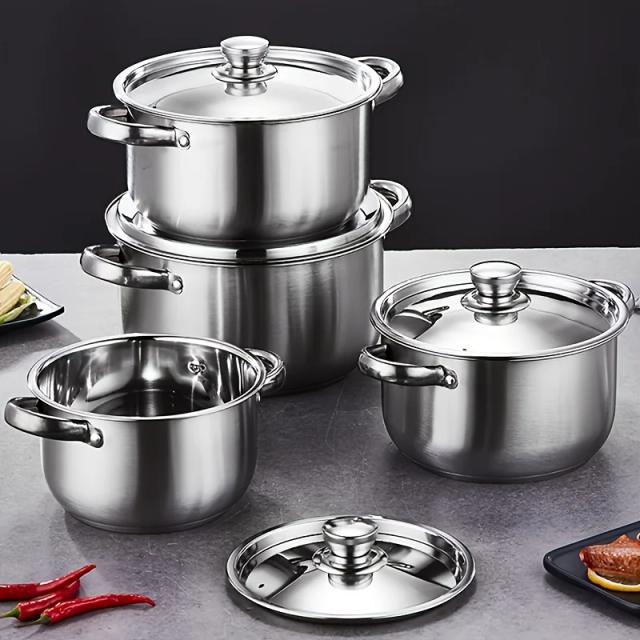 Conjunto de Panelas Inox 4 Peças Grande Capacidade