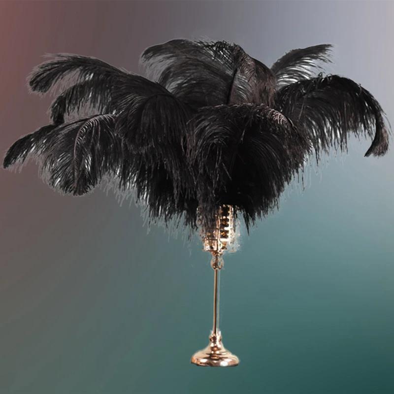 Plumas de Decoração de Penas De Avestruz Preta, Vasos Bordados Artesanais, Mesas De Festa, Decoração DIY, 15-70cm - Image 1