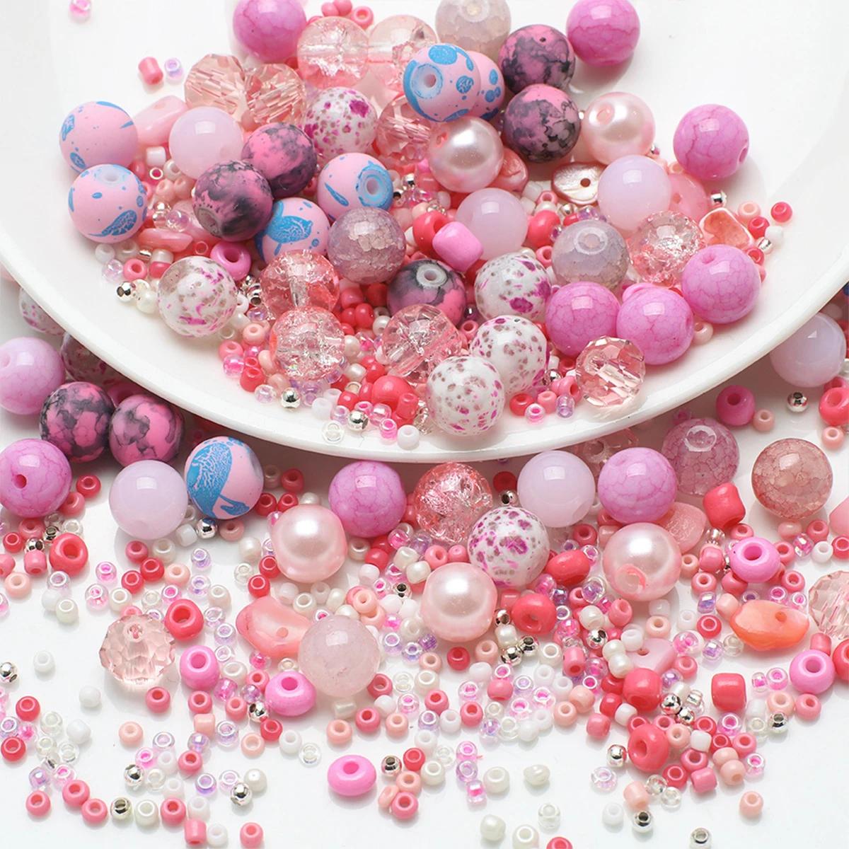 Contas de vidro estilo misto para fazer jóias, contas coloridas para pulseira e colar, suprimentos DIY artesanais, 12 cores, 50g por saco - Image 1