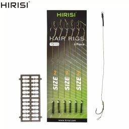 Hirisi 6 pçs acessórios de pesca da carpa equipamento de cabelo conjunto de gancho de pesca pronto feito amarrado equipamento com linha de pesca boilie gancho ts113 - Image 1