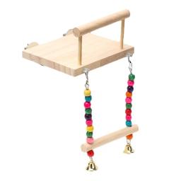 Pássaro balanço brinquedo de madeira papagaio poleiro carrinho playstand com mastigando grânulos gaiola playground para budgie aves - Image 5