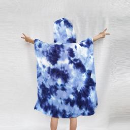 Toalha poncho de surf, Esportes Aquáticos Multifuncionais, Robe com capuz, Tecido de microfibra, Tie-Dry, Bolsos grandes para surfista - Image 3