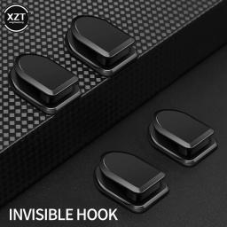 Universal 4 pçs ganchos do carro organizador de armazenamento para cabo usb fone de ouvido chave de armazenamento auto adesivo gancho de parede gancho clipe de prendedor automático - Image 2