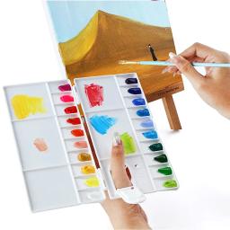 25 poços que dobram a caixa compacta da paleta da pintura com tampa para a cor da pintura que mistura ferramentas fontes da arte - Image 5