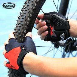 Bicicleta Metade do Dedo Luvas À Prova de Choque Com GEL Grosso Silicone Respirável Anti-derrapante MTB Road Bike Ciclismo Luvas de Liberação Rápida - Image 6