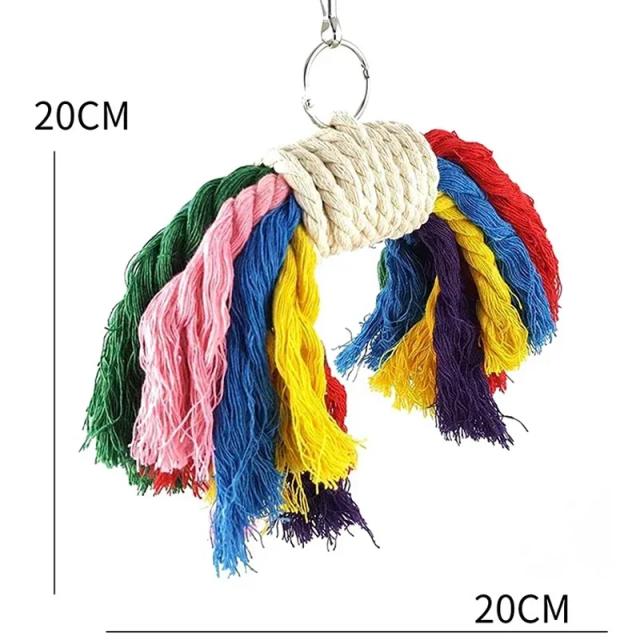 Brinquedo de Algodão para Pet: Corda Mastigável e Ponte para Papagaios e Calopsitas, Ideal para Mordidas e Treinamento