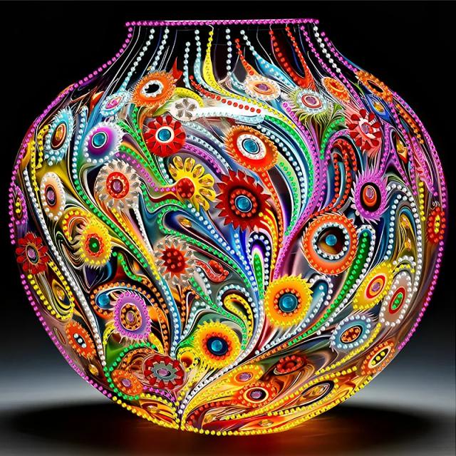 Vaso Colorido com Pintura em Diamante: Kit Completo para Decoração DIY e Presentes de Strass Art - Modelo Oy011-1