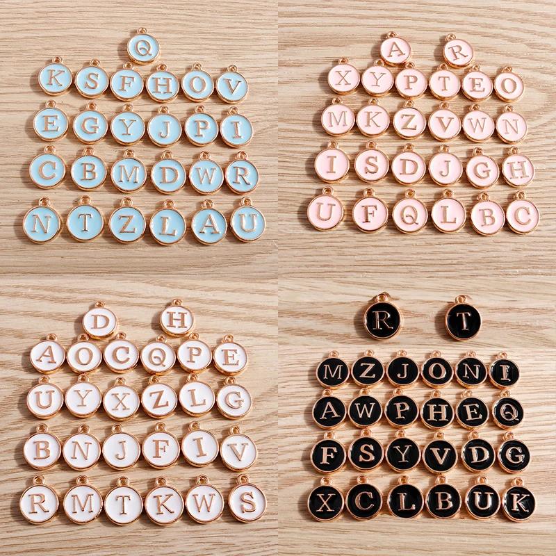 10 pçs 4 cores bonito mini alfabeto 26 letras encantos para fazer jóias diy brincos pingentes colares pulseiras artesanato suprimentos - Image 1