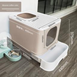 Caixa de lixo de gato fechada avançada, Anti-Splatter com controle de odor, Grande produto essencial de higiene felina - Image 2