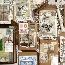 Adesivos vintage e conjunto de papel Material, colagem decorativa, diário, álbum, Scrapbooking, acessórios, 40 unidades por pacote - Image 1