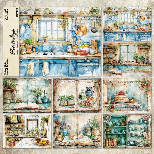 Cartões Panalisa Craft Vintage para Scrapbooking A5, 8 Folhas de Papel Leve e Modelado