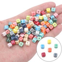 10 pcs moda cores 6mm quadrado contas cubo de cerâmica contas diy 2mm buraco contas feitas à mão porcelana contas para fazer jóias - Image 3