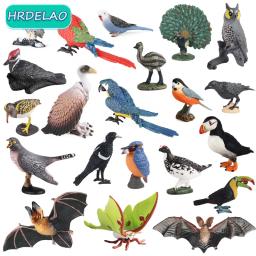 Figuras de animais selvagens, pássaro, corvo, arara, mar, tubarão, pelicano, pavão, coruja, tucano, abs, brinquedo em miniatura para crianças - Image 1