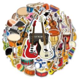 Adesivos vintage para crianças, instrumento musical, violino, scrapbook, mala, guitarra, telefone, suprimentos, 50pcs - Image 1