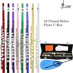 SLADE-C Flauta chave para iniciantes, flauta transversal profissional com chave E, 16 furos abertos fechados, caixa de couro - Image 1