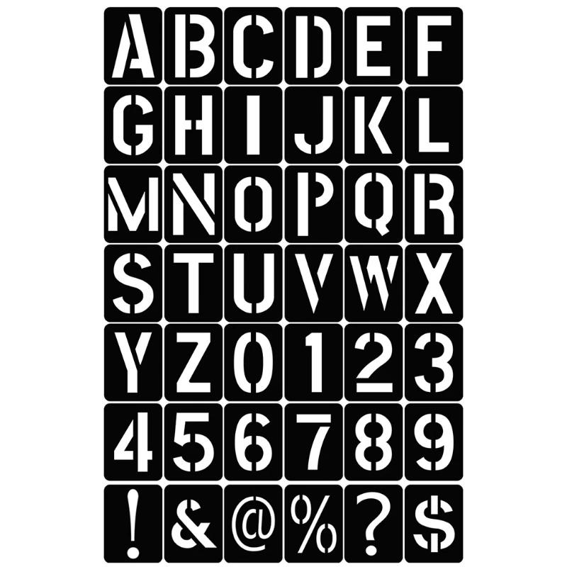 Conjunto estêncil letras e números 42 peças, moldes pintura alfabeto plástico - Image 1