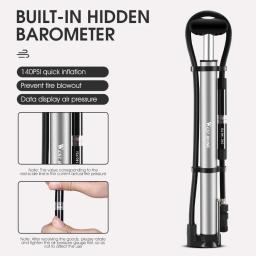 Oeste bicicleta-bomba de alta pressão bicicleta, 140psi, com calibre para garfo, inflator pneu, válvula presta schrader, para ciclismo - Image 5