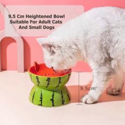 Cerâmica Tigela De Gato Protege O Pescoço Cervical, Bebidas Água, Come Petiscos Do Cão, Boca Inachada, Grão Pé Alto, Produtos Pet - Image 5