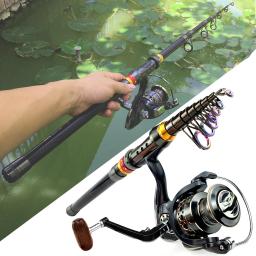 Telescópica Spinning Vara De Pesca, Reel Set, Alimentador Mar Pólo Combo, Carbono Curto Viagem Pólo, Longo Casting Rods, 1.8-3.6m - Image 2