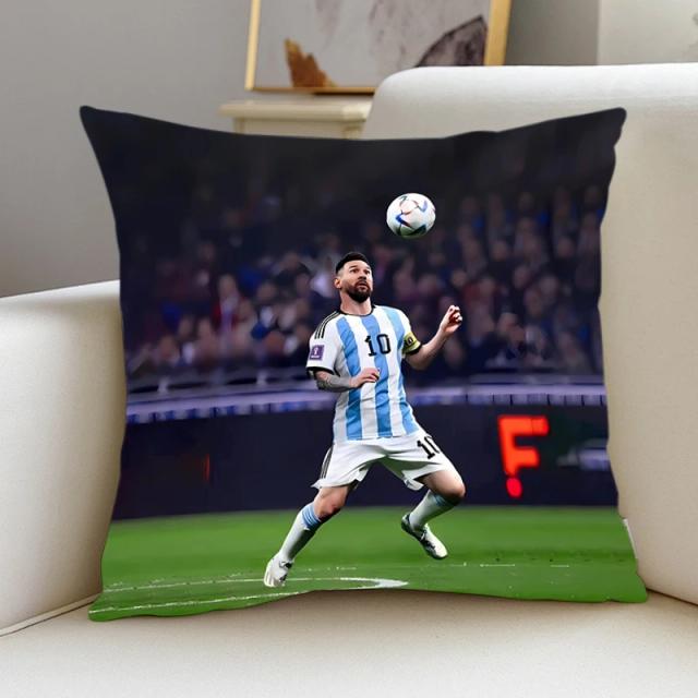 Capa de Almofada Lione Messi para Quarto, Escritório, Cafeteria e Carro - Ideal para Estar e Presentes de Futebol