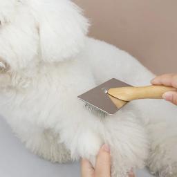 Pente De Cão De Aço Inoxidável, Madeira Maciça, Removedor De Cabelo Pet, Massagem De Gato, Grooming Pentes, Abertura Do Nó Do Cabelo - Image 4