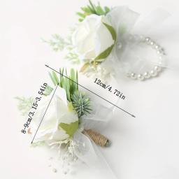 Flor De Pulso Corsage para dama de honra, Noiva Pin, Artificial Boutonnieres, Falso Pulseira Pérola, Acessório Do Casamento, Novo - Image 2