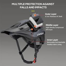 Lixada-Capacete de bicicleta com viseira removível para homens e mulheres, capacete de ciclismo, MTB Road Bike, mostrador ajustável, aberturas 14Air, 55-61cm - Image 5
