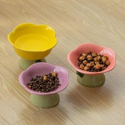 Tigela levantada antiderrapante para animais de estimação, alimentador cerâmico bonito, forma de flor, pé alto, alimentador de cachorro, água de alimentação, prato de gato elevado, suprimentos para animais, novo - Image 5