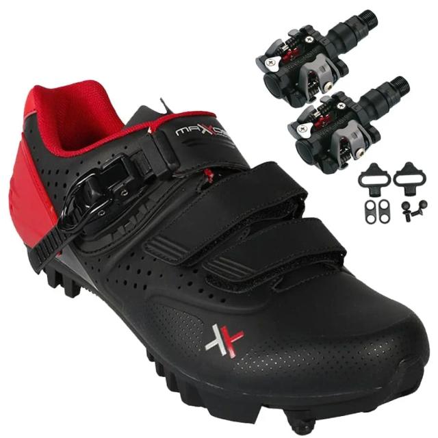 Sapatilha de Ciclismo MTB Mattos TTR II Vermelha com Pedal Wellgo M919 Inclusos