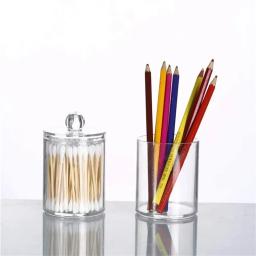 1/2 pçs caixa de armazenamento de cotonete de algodão maquiagem organizadores de jóias redondo transparente acrílico jar banheiro cosméticos organização doméstica - Image 3