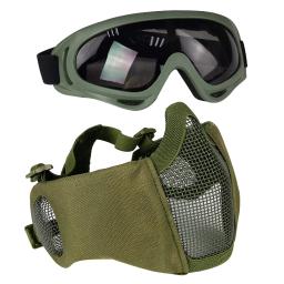 Half Face Mesh Mask com proteção auricular para homens e mulheres, óculos táticos, airsoft, jogos de CS, cosplay, paintball, tiro, mulheres, BBS - Image 1