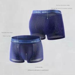 4 pçs boxer shorts masculinos roupa interior de seda gelo plus size cuecas legal respirável sexy calcinha fina malha lingerie lotes por atacado - Image 6