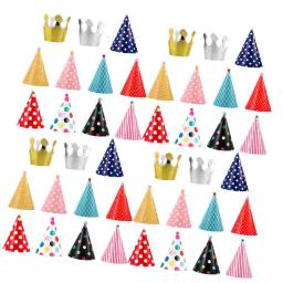 Chapéu de papel de aniversário para crianças, adereços fotográficos chique, criativo, único, material para festa, favores infantis, 44 peças - Image 1
