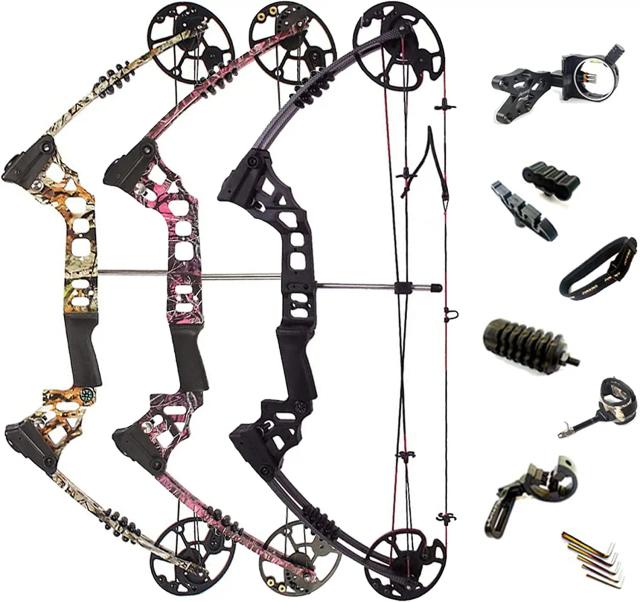 Pacote Completo de Arco de Caça Ajustável 20-70 lbs com Arco Composto e Equipamentos para Iniciantes e Adultos - IBO 310 FPS